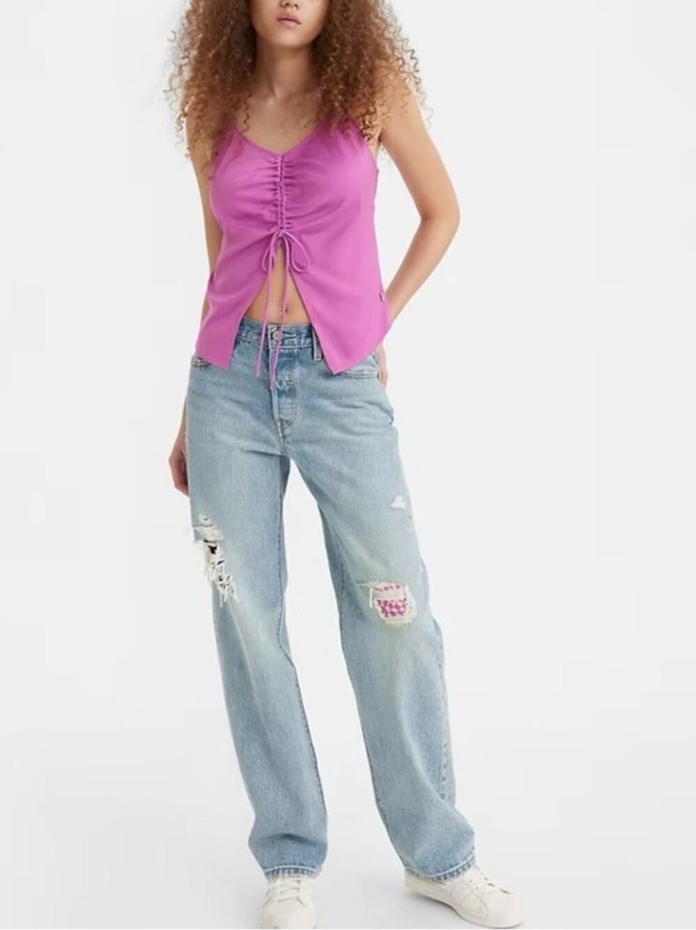 Levis 501 90s Jeans Sz 30/32 Mid Rise Straight Leg Denim Button Fly Patchwork